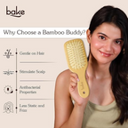 Bake Bamboo Buddy Wooden Hair Brush For Promotes Hair Growth | Grocsy