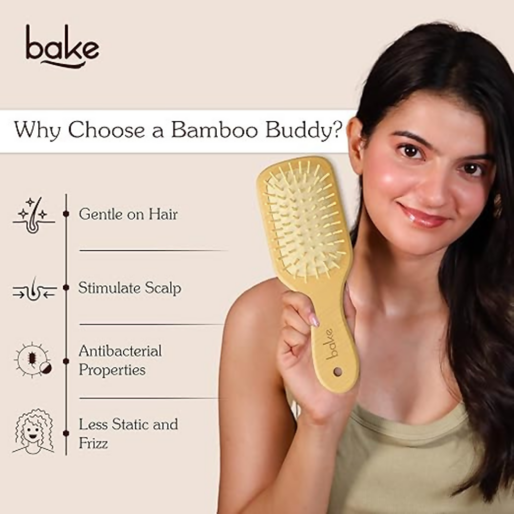 Bake Bamboo Buddy Wooden Hair Brush For Promotes Hair Growth | Grocsy