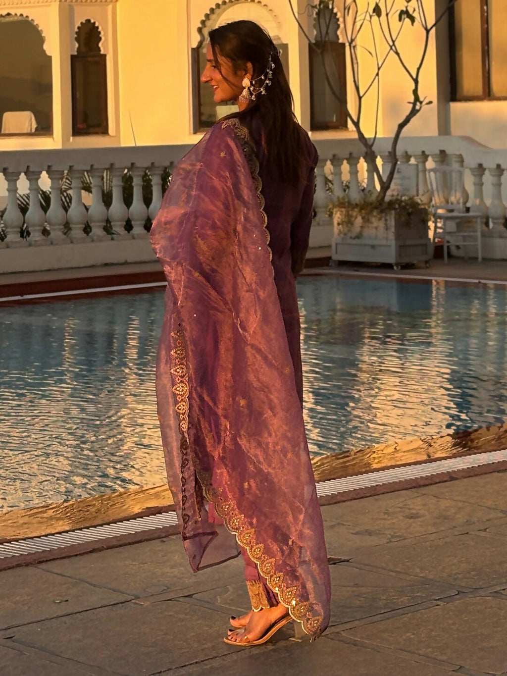 Vellora Dusty Mauve Silk Blend Stylish Embroidered Salwar Suit | Grocsy