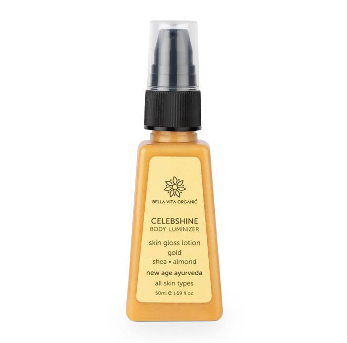 Bella Vita Organic Celeb Shine Body Luminizing Shimmer skin Gloss Lotion Gold Shea Butter Almond | Grocsy