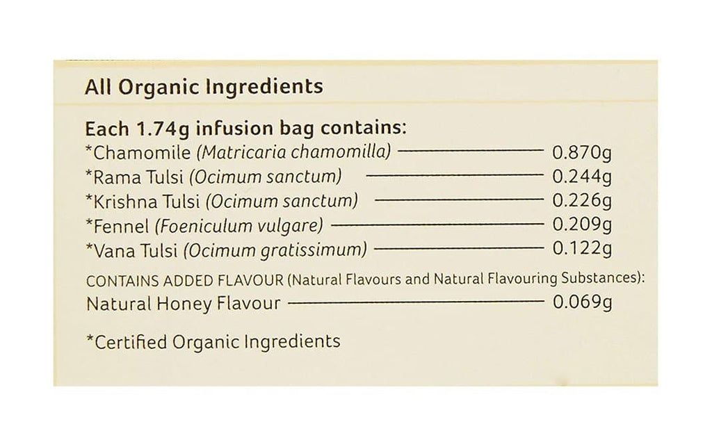 Organic India Tulsi Honey Chamomile 25 Tea Bags | Grocsy