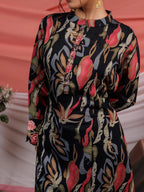 Yufta Chanderi Black Printed Kurta Dupatta Set | Grocsy