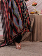 Yufta Chanderi Black Printed Kurta Dupatta Set | Grocsy