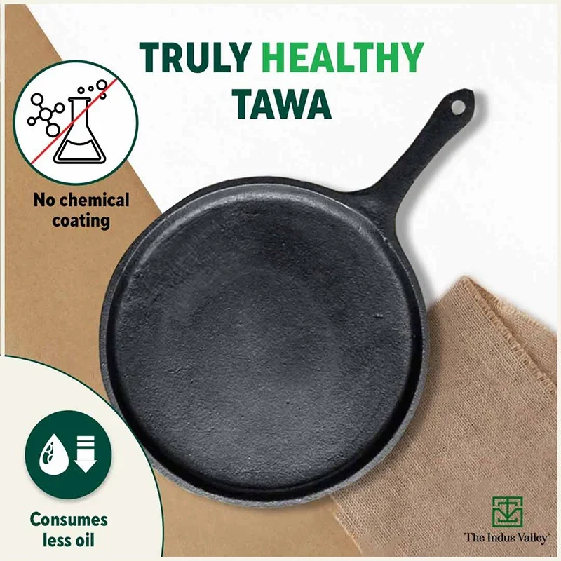 The Indus Valley CASTrong Cast Iron Cookware Set: Tawa+ Kadai (Wok model), Kitchen Set for Home, Pre-seasoned, 100% Pure, Toxin-free, Tadka Pan | Grocsy