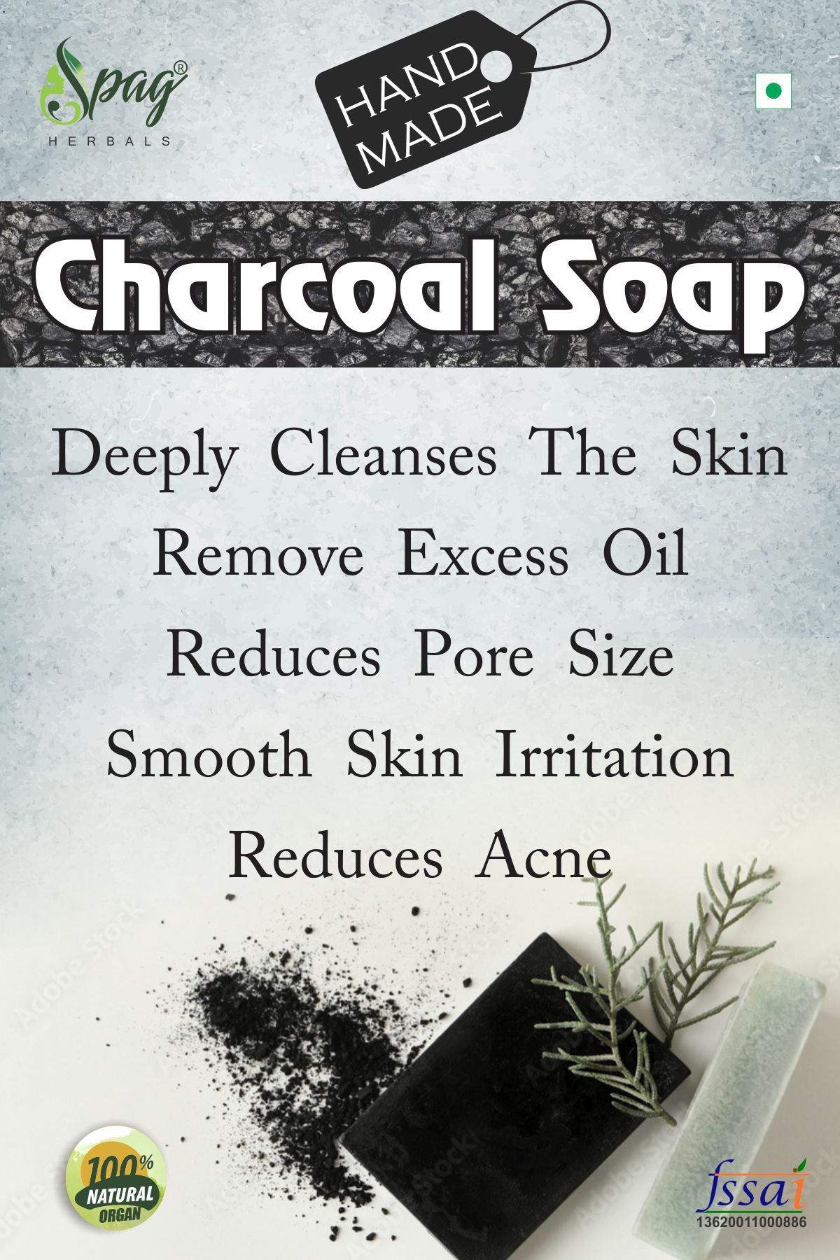 Spag Herbals Charcoal Handmade Soap For Men | Grocsy