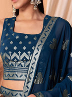 Tulsi Art Charming Blue Sequins Georgette Sangeet Wear Lehenga Choli | Grocsy