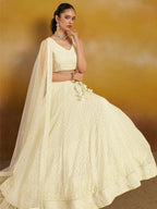 Tulsi Art Charming Off-White Sequins Georgette Festive Wear Lehenga Choli | Grocsy