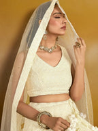 Tulsi Art Charming Off-White Sequins Georgette Festive Wear Lehenga Choli | Grocsy