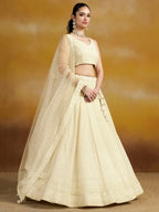 Tulsi Art Charming Off-White Sequins Georgette Festive Wear Lehenga Choli | Grocsy