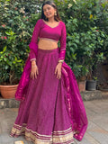 Tulsi Art Charming Purple Leheriya Printed Georgette Festival Wear Lehenga Choli | Grocsy