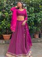 Tulsi Art Charming Purple Leheriya Printed Georgette Festival Wear Lehenga Choli | Grocsy