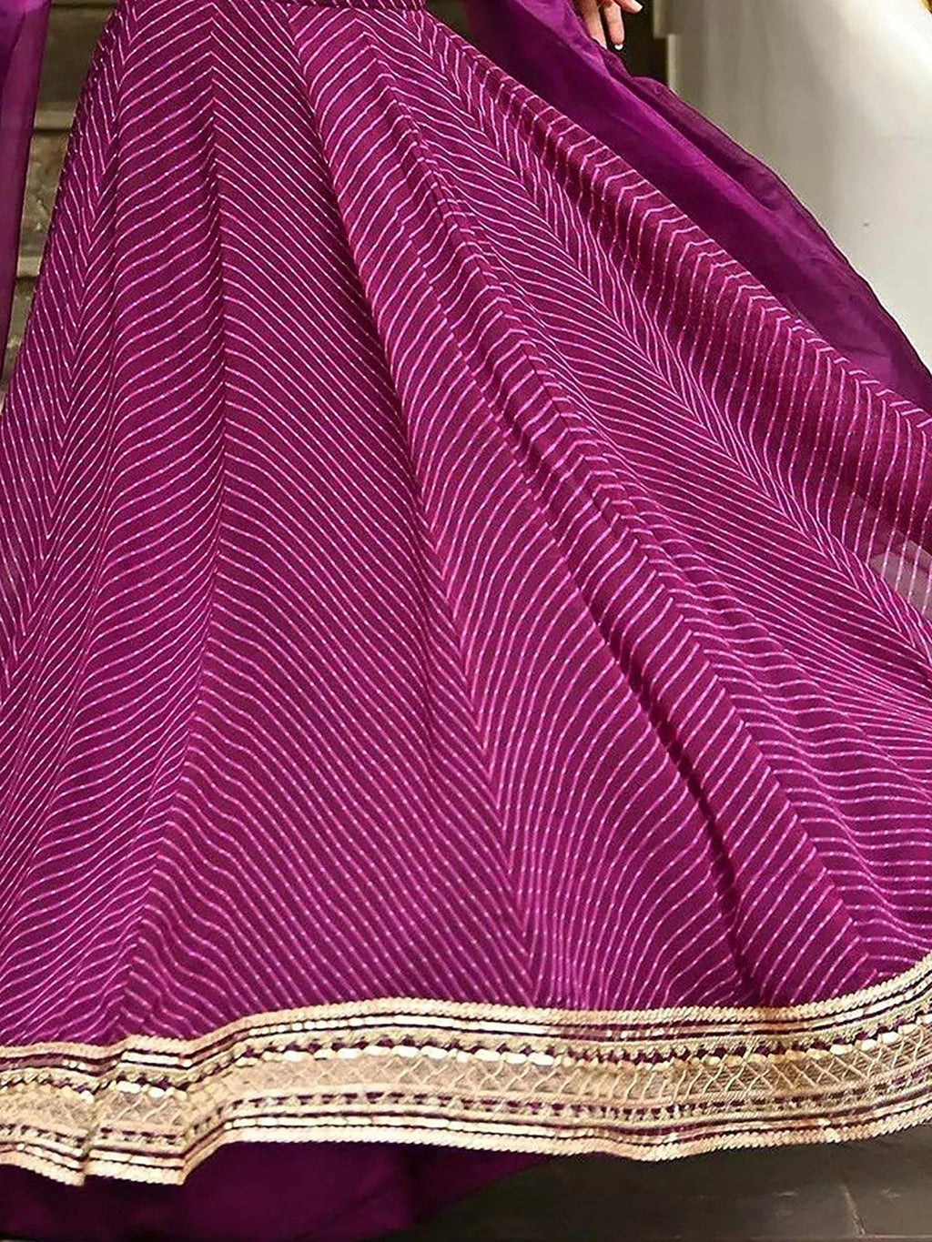 Tulsi Art Charming Purple Leheriya Printed Georgette Festival Wear Lehenga Choli | Grocsy