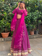 Tulsi Art Charming Purple Leheriya Printed Georgette Festival Wear Lehenga Choli | Grocsy