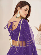Tulsi Art Charmingâ Violet Sequins Work Georgette Wedding Wear Lehenga Choli | Grocsy