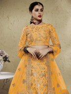 Tulsi Art Charming Yellow Sequins Silk Wedding Lehenga Choli With Net Dupatta | Grocsy