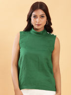 BohoJazz Chic Green Fitted Formal Top | Grocsy