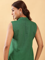 BohoJazz Chic Green Fitted Formal Top | Grocsy