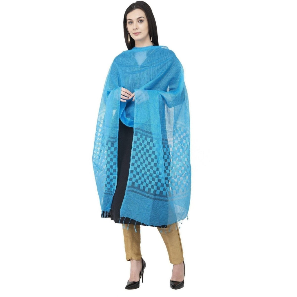 A R Silk Buta Cutting Regular Dupatta Dark Firozi Color Dupatta or Chunni | Grocsy