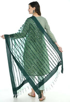 Mominos Fashion Bottle Green Orgenza Mirror Stripe Dupatta | Grocsy