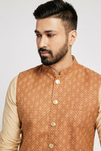 Ethnic India Brown Bundi Men's Jacket Abstract Blended | Grocsy
