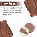 Vellasio Vegan Lip and cheek tint - Nude brown | Grocsy