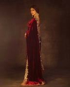 Joban Fashion Maroon 9000 Velvet Party Wear Sarees | Grocsy