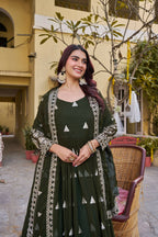 Teeya Creation Womens Casual Party Wear Heavy 7mm Sequence Embroidery Work Mehendi Gown Set | Grocsy