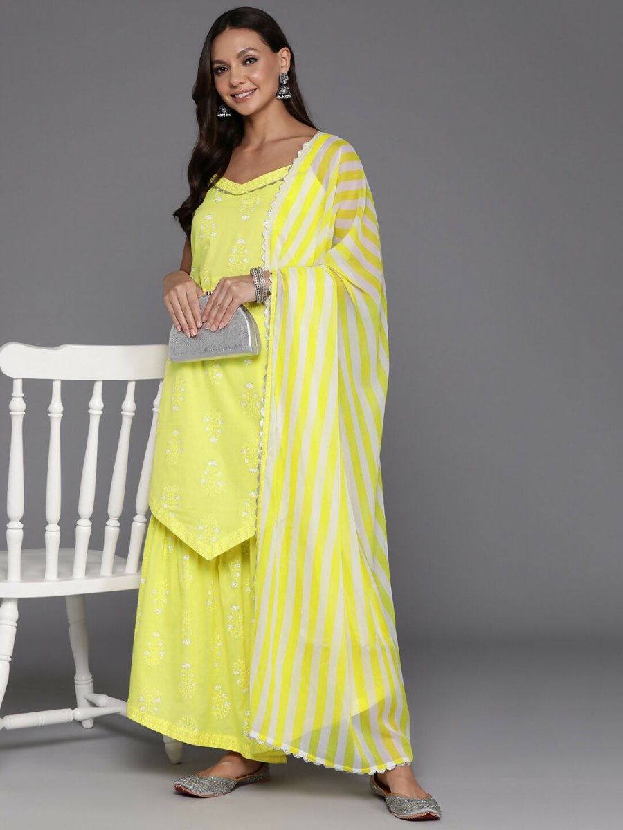 Ahalyaa Women's Traditional wear Kurta Set - Yellow | Grocsy