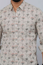 Miravan Men's Beige Comfort Floral Printed Casual Shirt | Grocsy