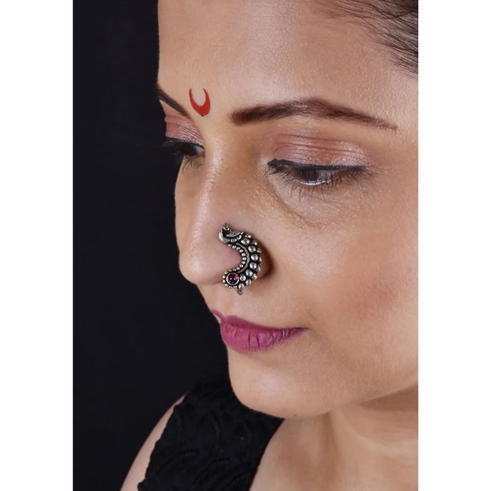 Thanu's Craft Maharashtrian Nath Clip on Marathi Nose ring without Piercing Oxidized nose Pin | Grocsy