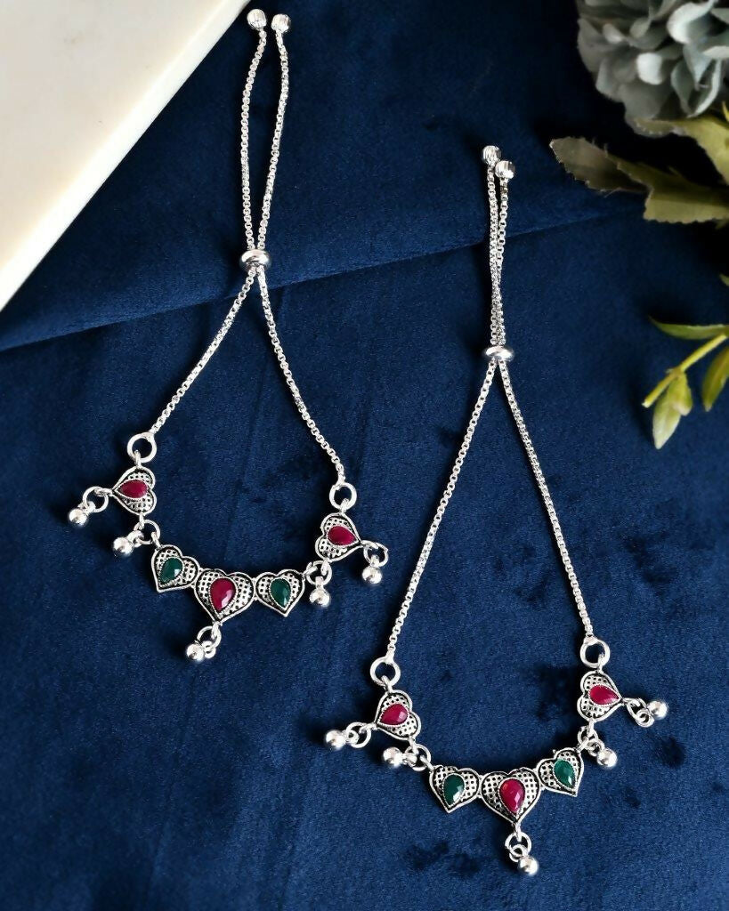 VOJ Set of 2 Traditional Heart Shaped Designer Anklet | Grocsy