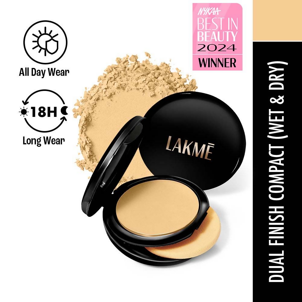 Lakme Xtraordin-Airy Compact, 2 In 1 Compact + Foundation, Lightweight, SPF17 - 04 Golden Creme | Grocsy