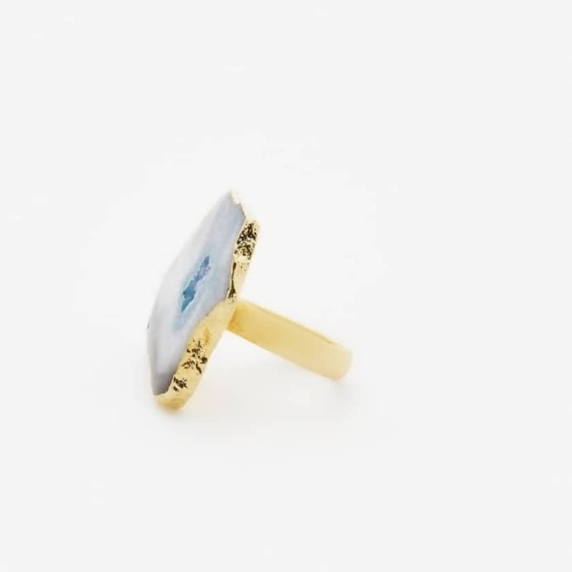 Bling Accessories Agate Natural Stone Statement Finger Ring | Grocsy