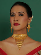 Gold plating jewellery set (Gold) - Ruby Raang | Grocsy