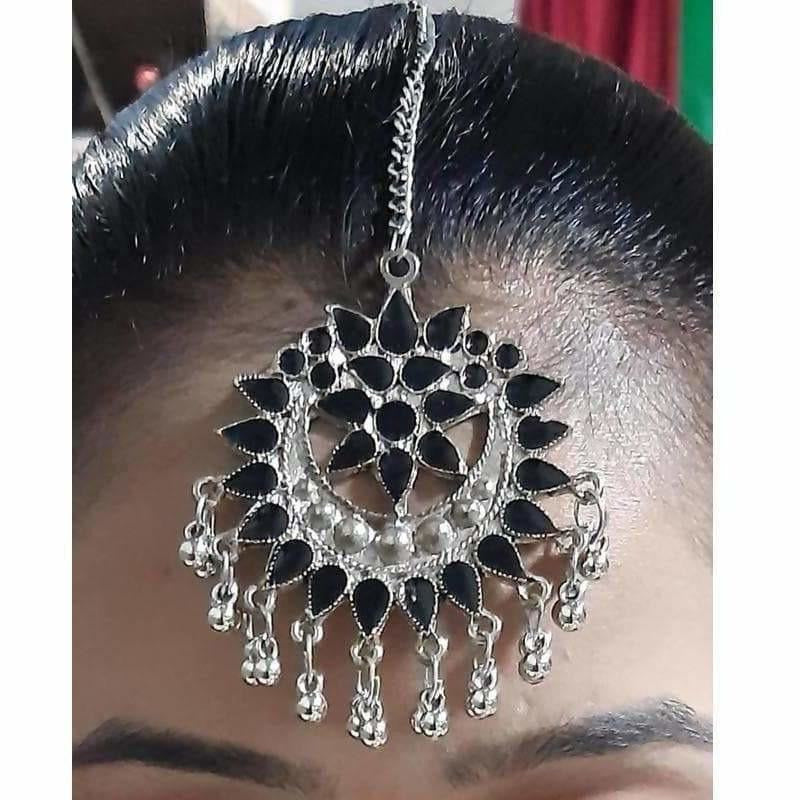 MS Fashion India Black Color Kundan Maang Tikka | Grocsy