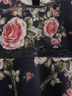 Ahalyaa Navy Blue Digital Print Floral Kids Dress For Girls | Grocsy