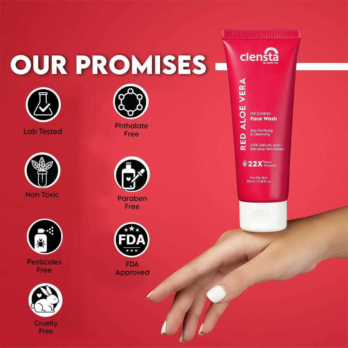 Clensta Red Aloe Vera Oil Control Face Wash | Grocsy