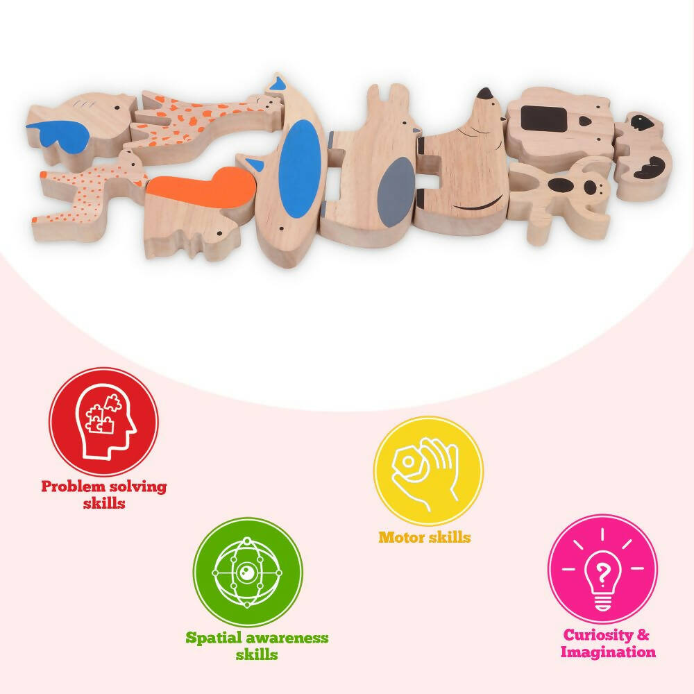 Matoyi Wooden Balancing Animals - 14 Pcs Set | Grocsy