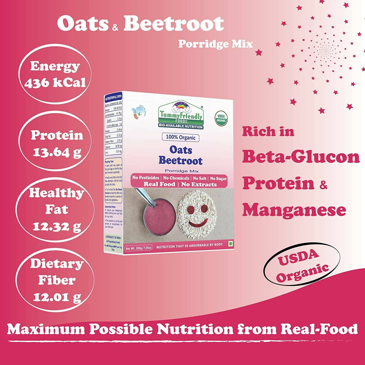TummyFriendly Foods Organic Oats and Organic Oats, Beetroot Porridge Mixes for 6 Months Old | Grocsy