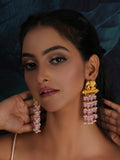 Long Layered Earrings with Elephant Motifs (Pink) - Ruby Raang | Grocsy
