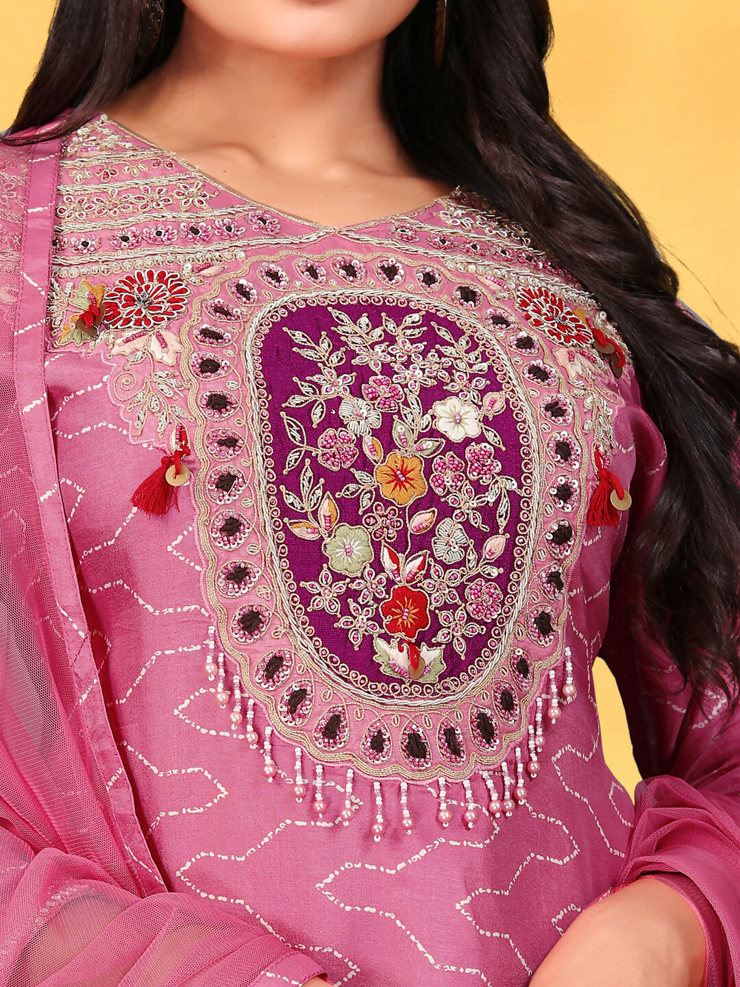 Joban Fashion Onion Cotton Premium Pure Viscose Print Dola With Handwork Kurta set | Grocsy