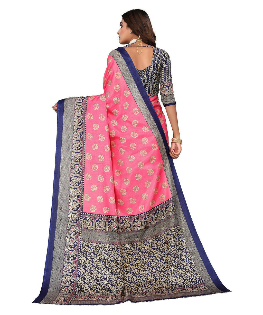 Vamika peach Printed Art Silk Saree | Grocsy