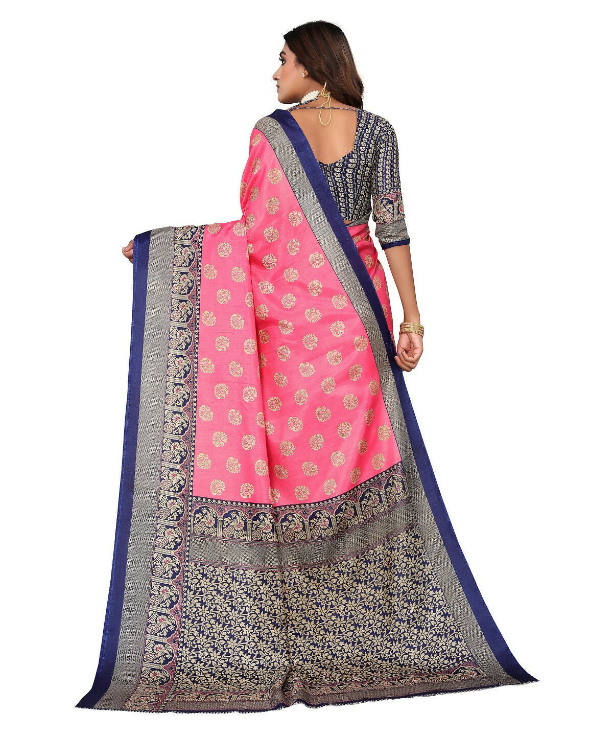 Vamika peach Printed Art Silk Saree | Grocsy