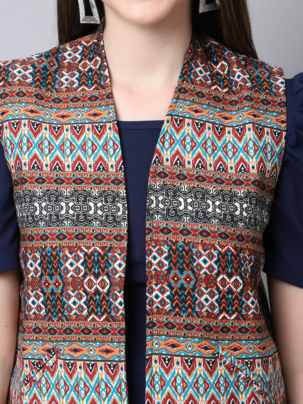 Even Apparels Brown 100% Viscose Rayon Open Front Gillet | Grocsy