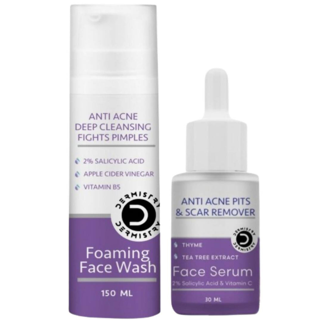 Dermistry Salicylic Acid Anti Acne Face Serum & Anti Acne Foaming Face Wash | Grocsy