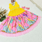 Jyoti Fashion Classy Pink Chinon Silk Printed with Embroidered Kids Lehenga Choli Set | Grocsy