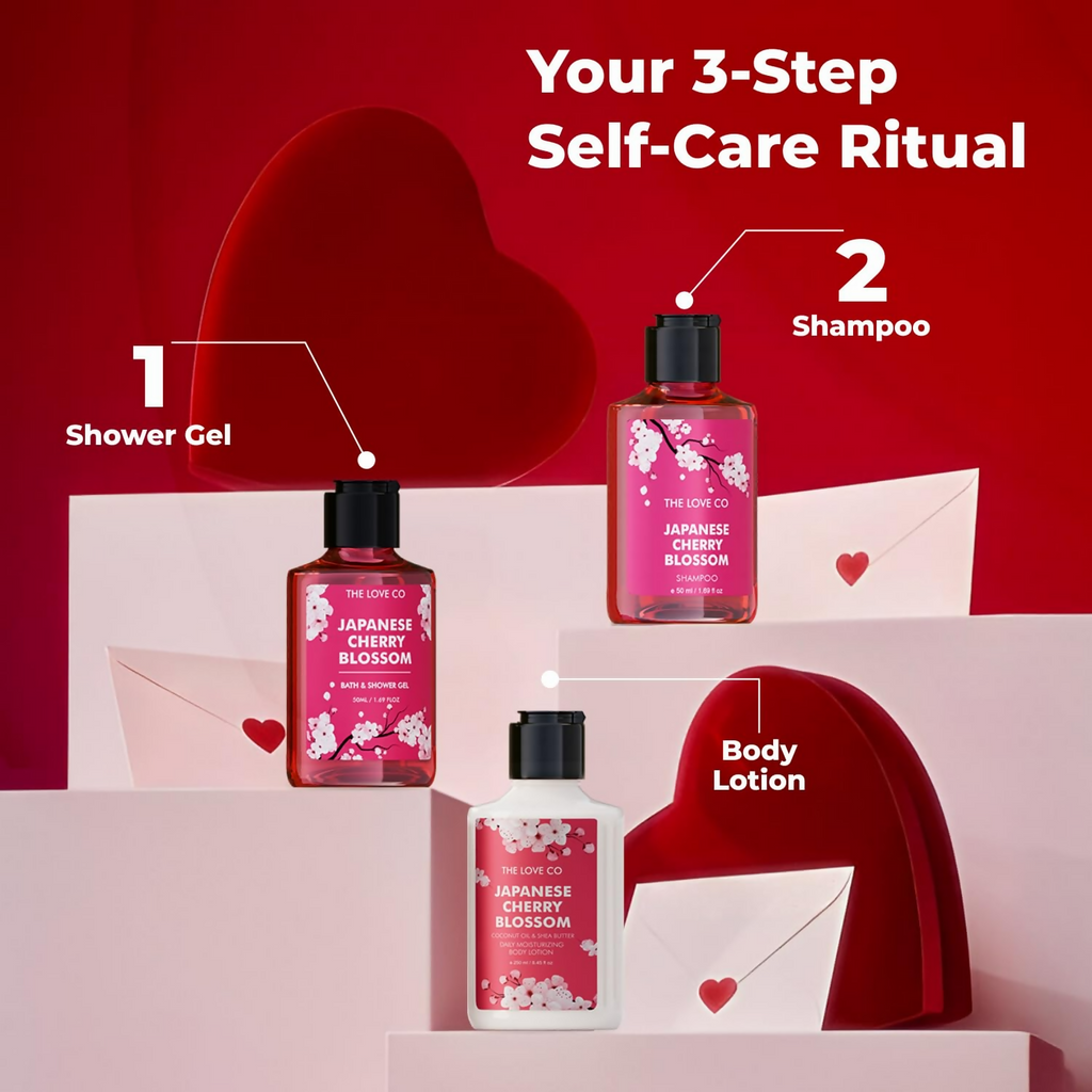 The Love Co. Japanese Cherry Blossom Bath And Body Care Gift Set Box Kit | Grocsy