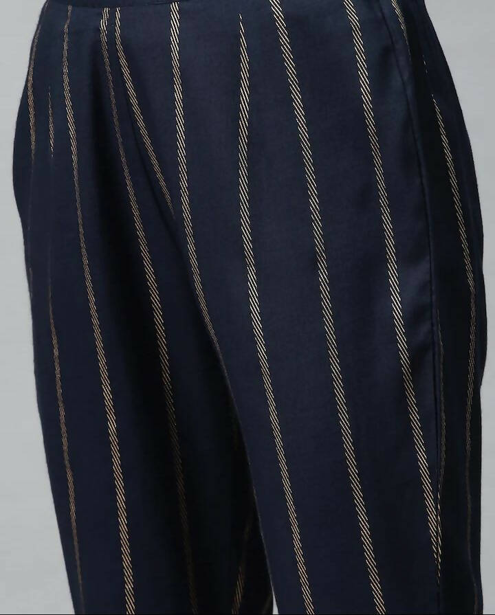 Vamika Printed Rayon Blue Party Wear/Casual Wear Kurta Set/Suit | Grocsy