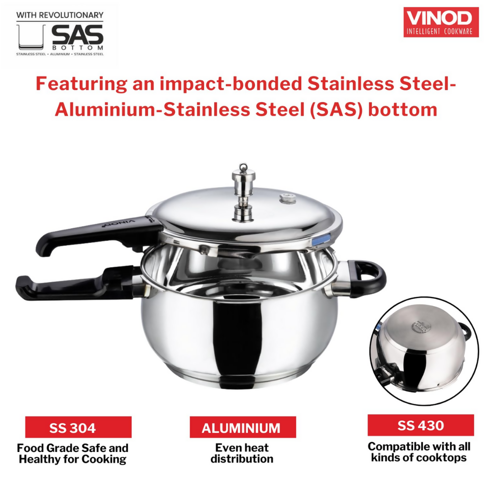 Vinod Splendid Plus Stainless Steel Outer Lid Pressure Cooker | Grocsy
