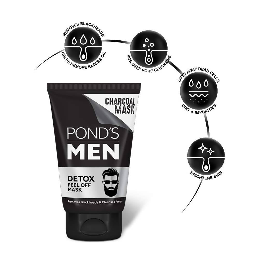 Ponds Men Charcoal Blackhead Removal Detox Peel Off Mask | Grocsy